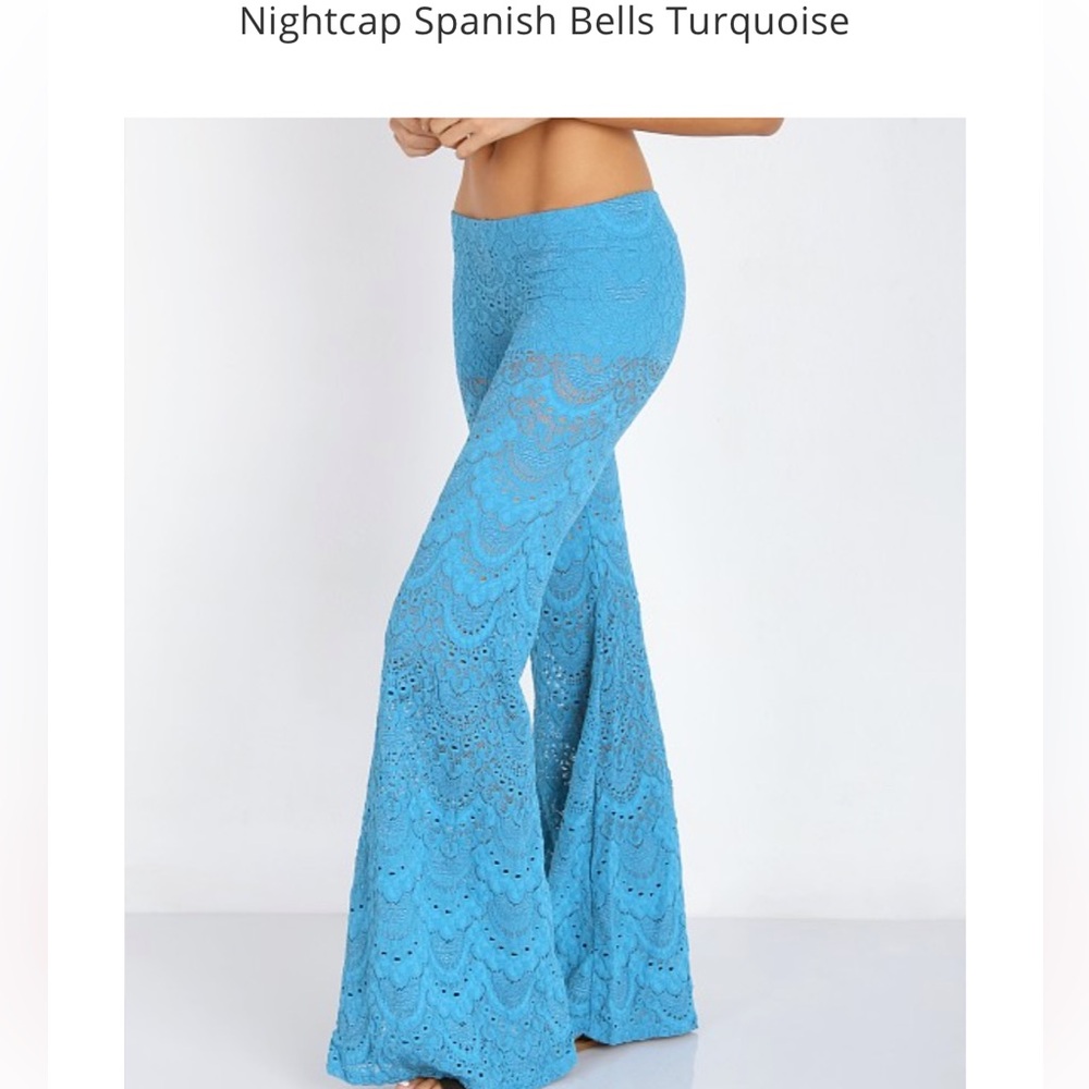 🩵 NWOT Nightcap Spanish Lace SZ 3 Turquoise Lace Bell Bottom Pants